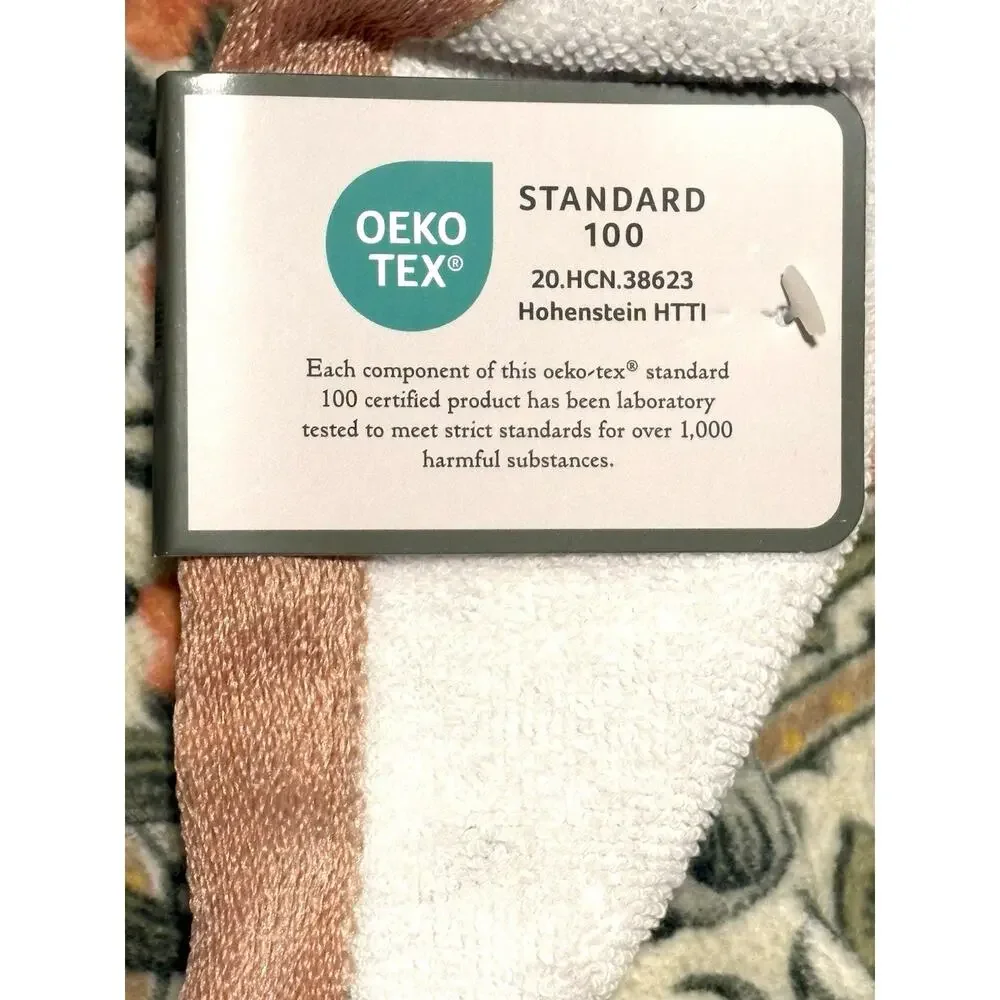 William Morris Co Bath Towel Woodland Weeds Coral Grn 1 Pc Velour NWT
